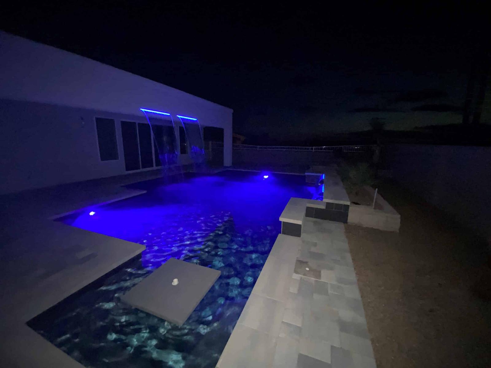 Night-lit pool at 3511 Fiesta Dr