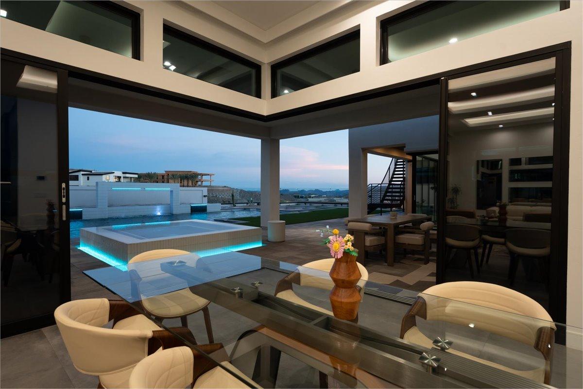 Dusk outdoor entertaining area at 6269 Avienda De Las Colinas